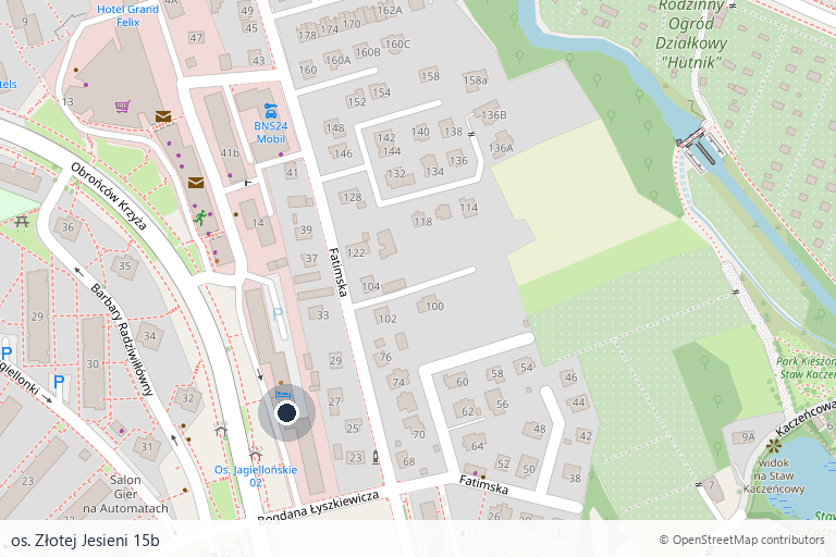 Mapa lokalizacji: os. Złotej Jesieni 15b, Kraków